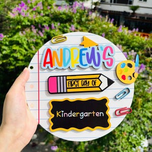 Letrero personalizado para primer y último día de clases, letrero de regreso a clases, letrero redondo para fotografía escolar, letrero para el primer día de clases de jardín de infantes.