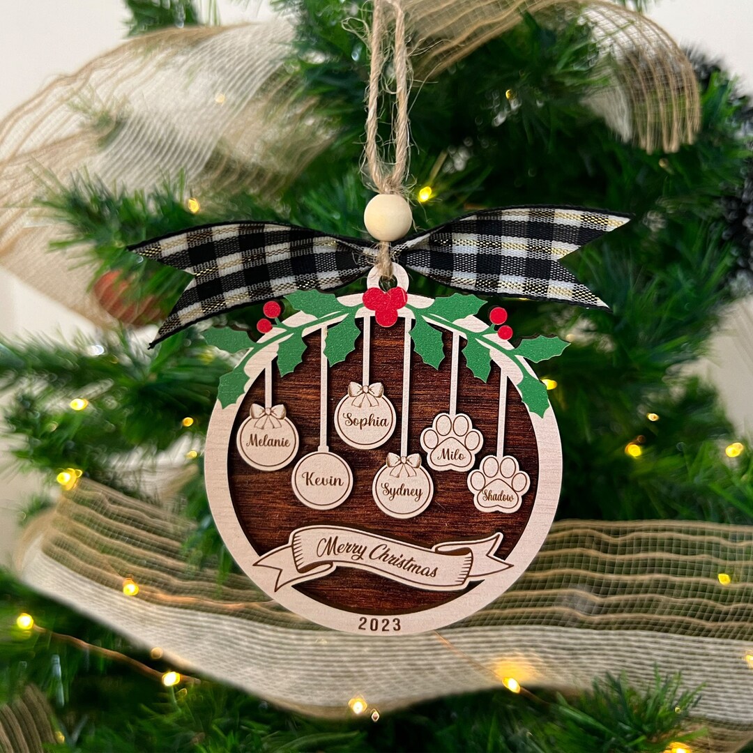 Cool Personalized Family Ornament 2023, Wooden Custom Ornament, Christmas Ornament Gift, Custom