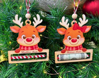 Personalized Reindeer Money Holder Christmas Gifts, Here’s A Few Bucks for Christmas, Santa Money Holder, Christmas Cash holder Xmas Gift
