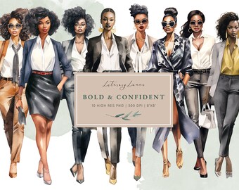 Black Female Bosses Black Woman PNG Black Queen, Black Working Woman, Commercial Use, Black Woman Clipart, Bundle, Black Girls, Fashion Girl