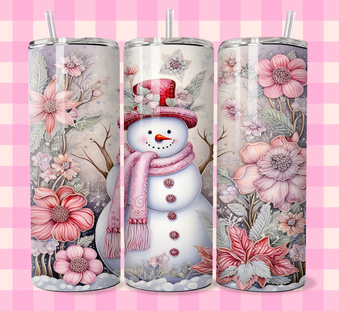 5 Pink Christmas 20 Oz Skinny Tumbler Sublimation Design, Pastel ...