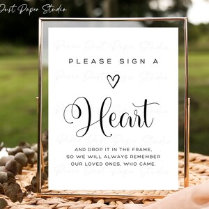 Heart Guestbook Digital Sign, 4x6 5x7 8x10, Instant Download, Printable, Minimalist, Wedding Party Event, Ceremony, Reception Decor