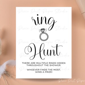 Ring Hunt, Bridal Shower Activity Game - Digital Instant Files, 4x6 5x7 8x10 Ready to Print, Black Minimalist, Modern Decorations, Wedding