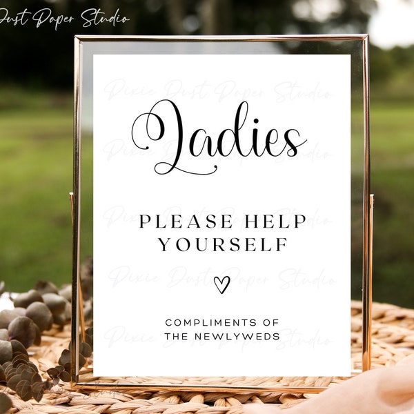 Ladies Bathroom Please Help Yourself, Digital Sign 4x6 5x7 8x10, Minimalist, Wedding Engagement Party Bridal Shower Rehearsal Dinner, Decor