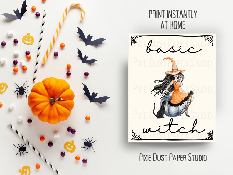 Basic Witch Halloween Digital Printable Sign Spooky Adult - Etsy