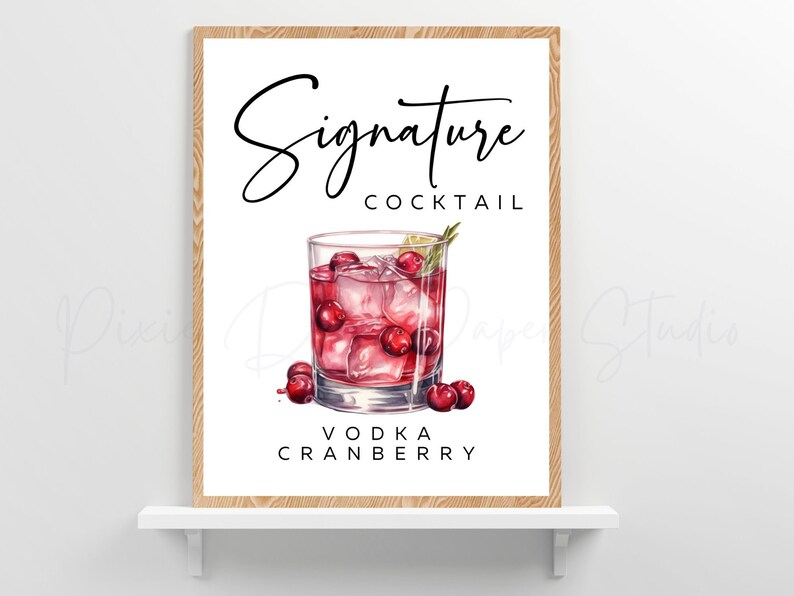 Vodka Cranberry Signature Cocktail Drink Instant Download Etsy