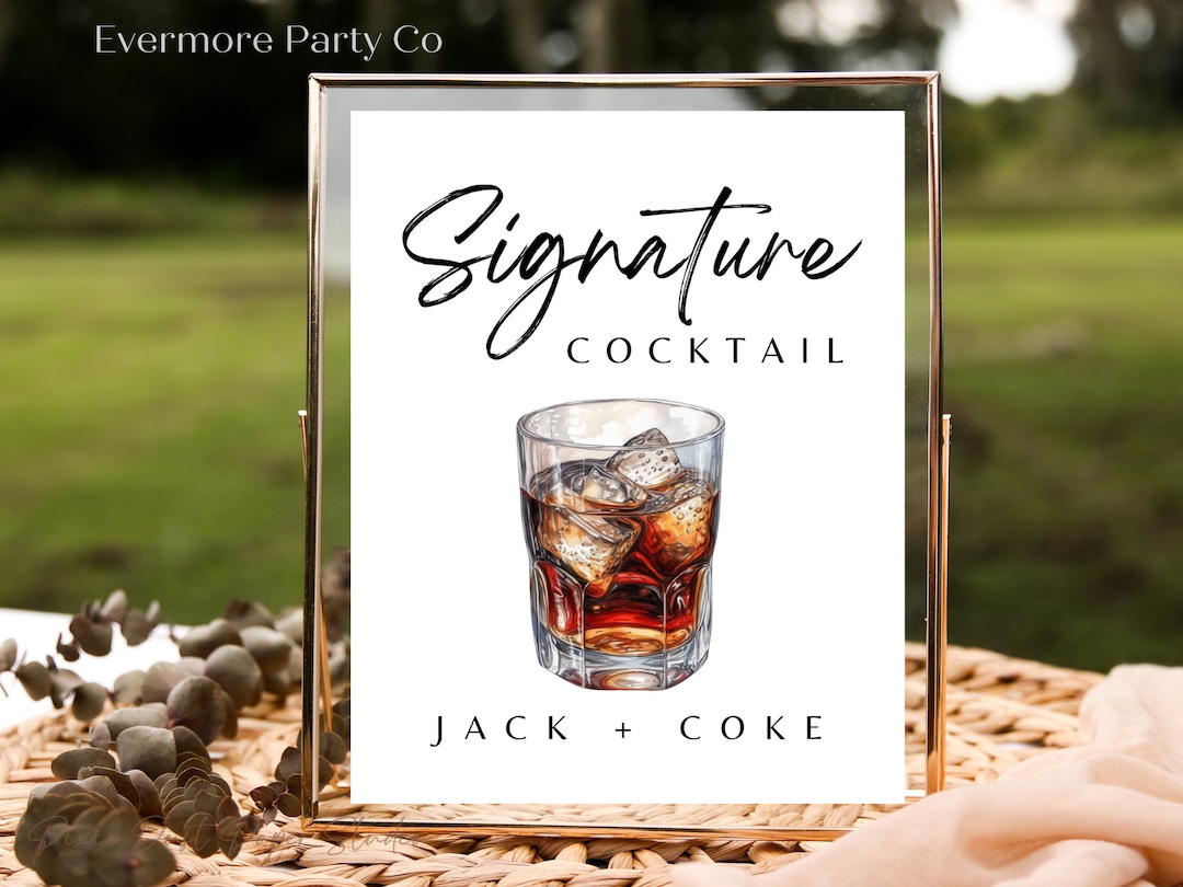Jack and Coke Signature Cocktail Drink Instant Download Printable