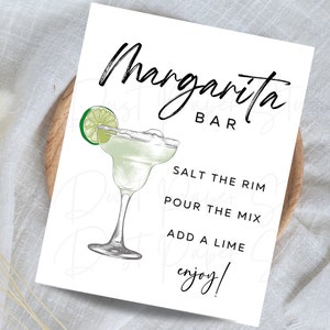 Margarita Bar Printable Wedding Bar Sign, Black Minimalist, DIY Wedding ...