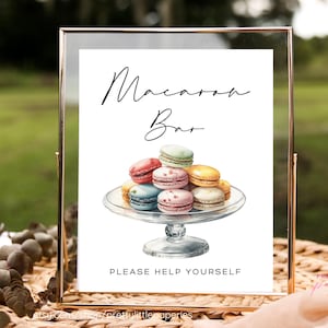 Macaron Bar Sign, Editable Template, Instant Download Digital Printable, Dessert Table Food Menu Sign, Shower Wedding Party Love is Sweet