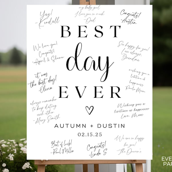 Best Day Ever Wedding Welcome Guestbook Sign - Custom Printed on Poster or Foam Board, Decorations, Alternative Unique Guestbook, Entry Sign