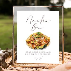 Nacho Bar Sign, Editable Canva Template, Instant Download Printable, Food Snack Table Menu Signs, Wedding Shower Party Decorations