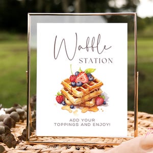 Waffle Station, Editable Template Instant Download Digital Printable, Birthday Party, Baby Bridal Shower Wedding Decor Food Drink Table Sign