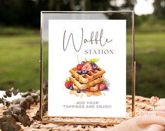 Waffle Station, Editable Template Instant Download Digital Printable, Birthday Party, Baby Bridal Shower Wedding Decor Food Drink Table Sign