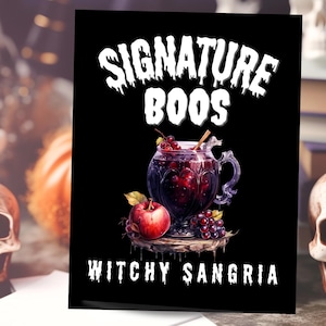 Witchy Sangria - Spooky Halloween Editable Template, Signature Boos Digital Drink Sign - Party, Wedding, Shower, Event, Bash, Cocktail Booze
