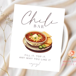 Chili Bar Sign, Editable Template, Instant Download Printable, Food ...