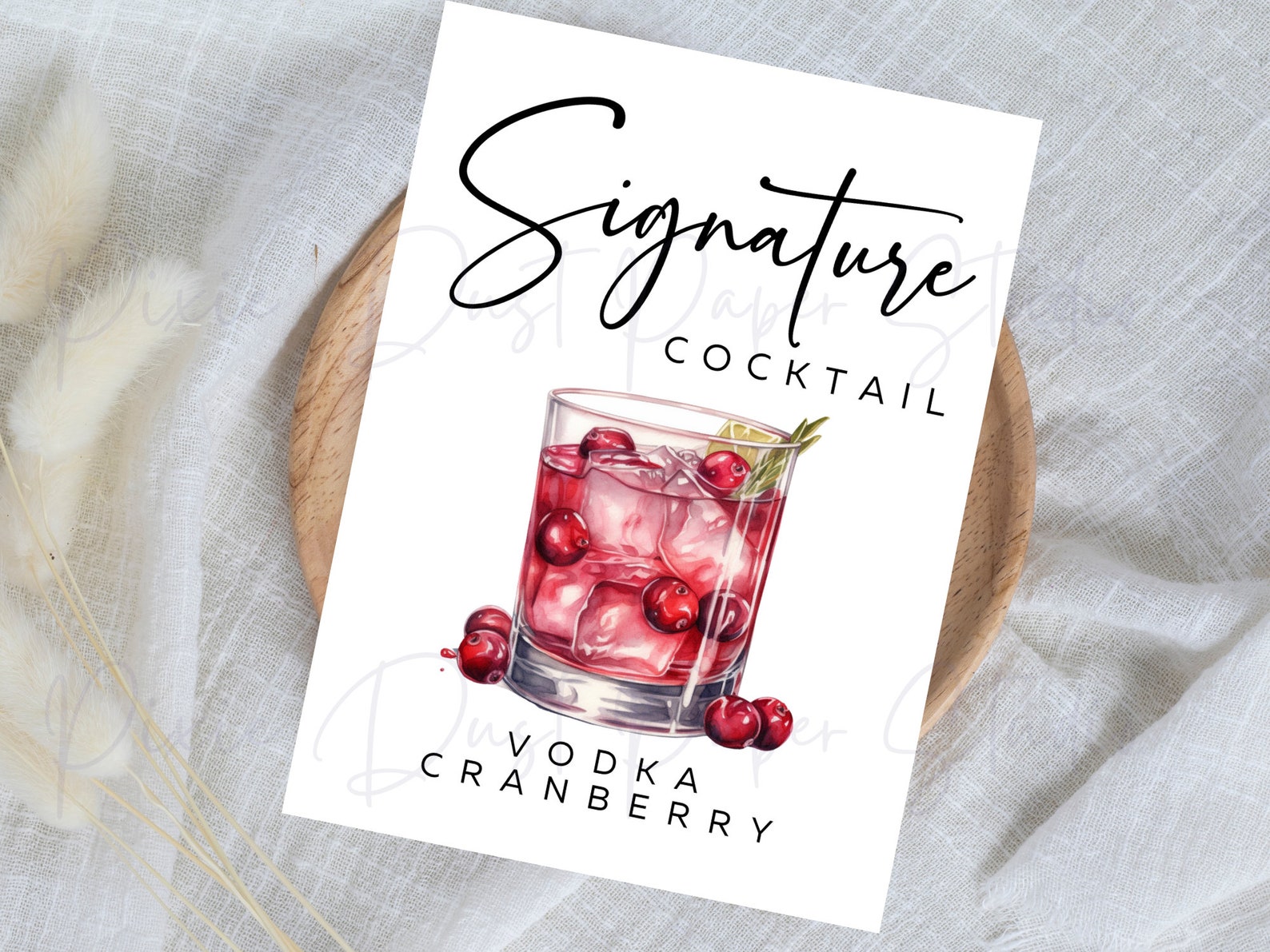 Vodka Cranberry Signature Cocktail Drink Instant Download Etsy