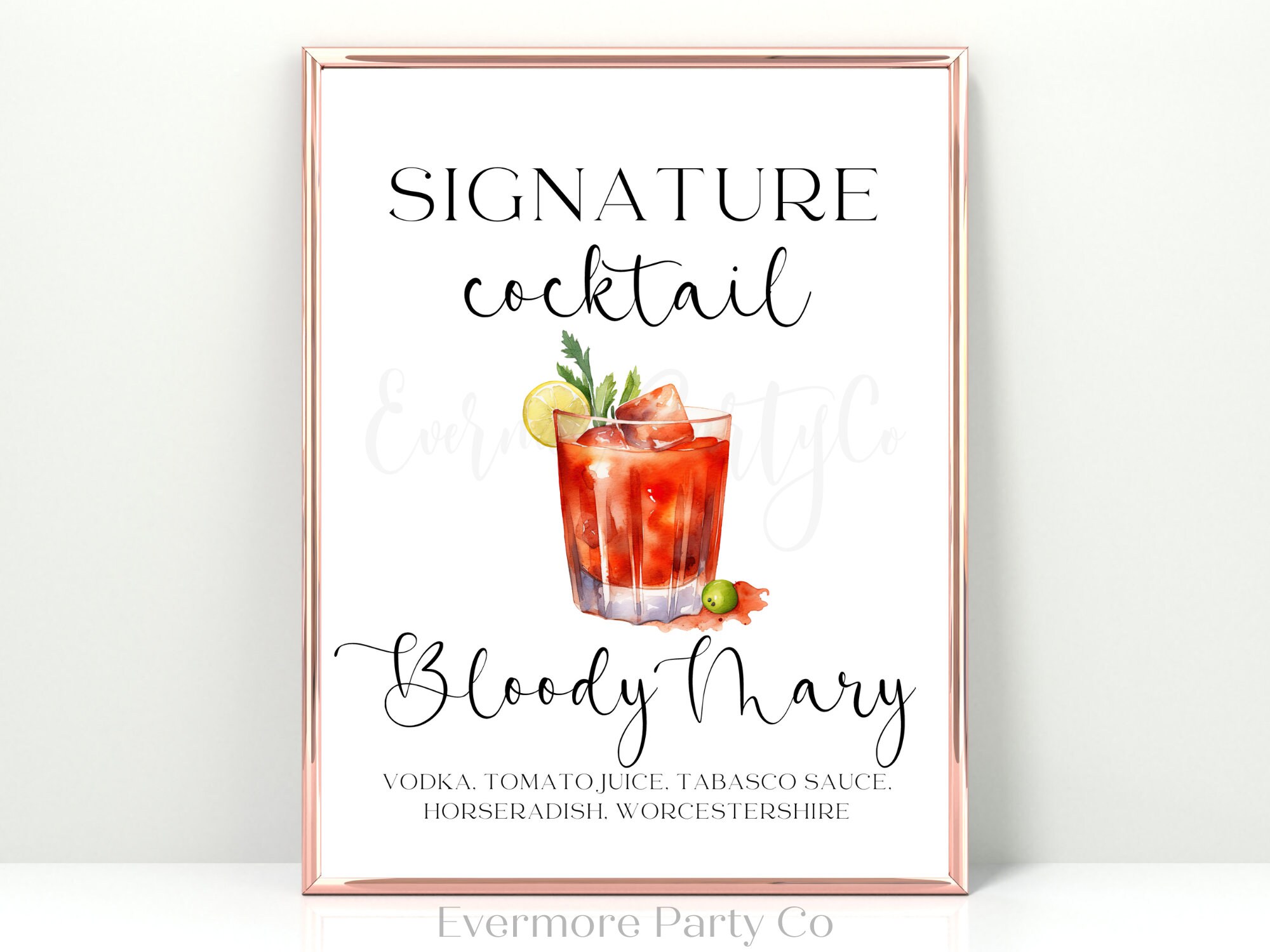 Bloody Mary Signature Cocktail Bar Sign, EDITABLE TEMPLATE
