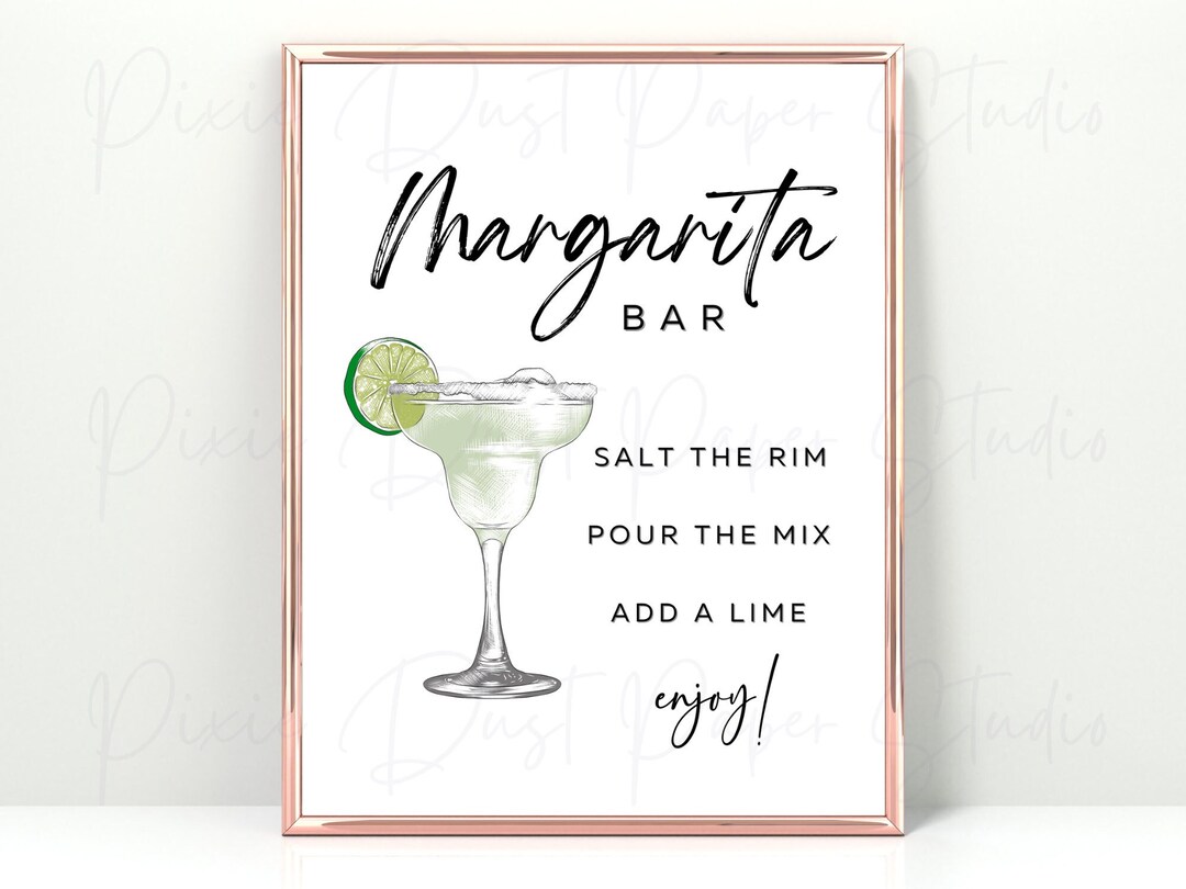 Margarita Bar Printable Wedding Bar Sign, Black Minimalist, DIY Wedding ...