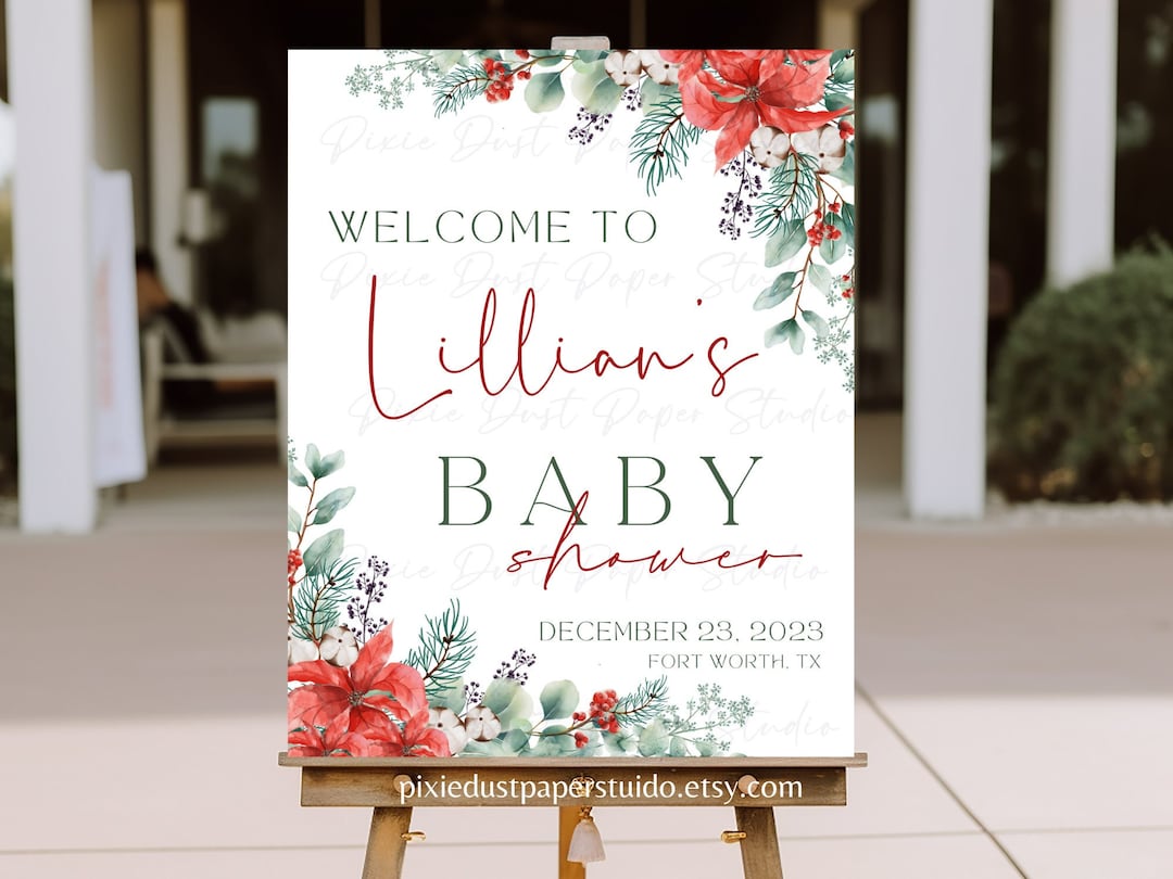 Christmas Baby Shower Entry Sign, Digital or Printed, Decor