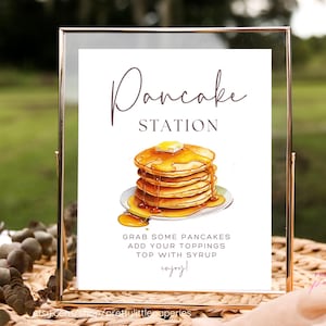 Pancake Station, Editable Template Instant Download Digital Printable, Party, Baby Bridal Shower, Wedding, Breakfast, Food Table Sign