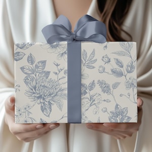 Carta da regalo floreale, carta da regalo per matrimonio, carta da regalo blu e crema, stile vintage romantico, francese, per regali classici.