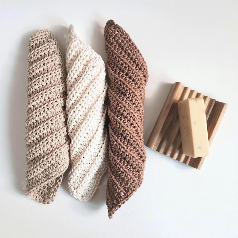 Crochet Washcloth Exfoliating Sustainable Skin Care Home Spa Bath Accessory Gift Cottage Style Handmade Soft Cotton Wash Cloths Eco Friendly