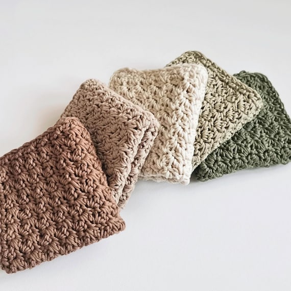 Crochet Dishcloth Large Cotton Washcloth Neutral Homeware Handmade Dish Rags Eco Friendly Kitchen Accessory
