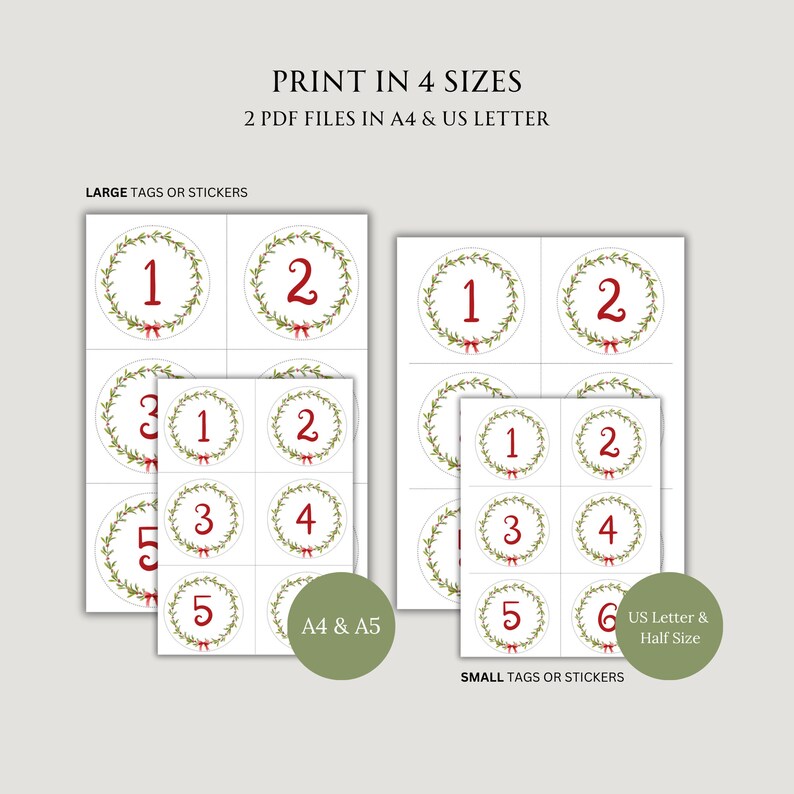 Printable Advent Calendar Numbers, Create Your Own Christmas Countdown 