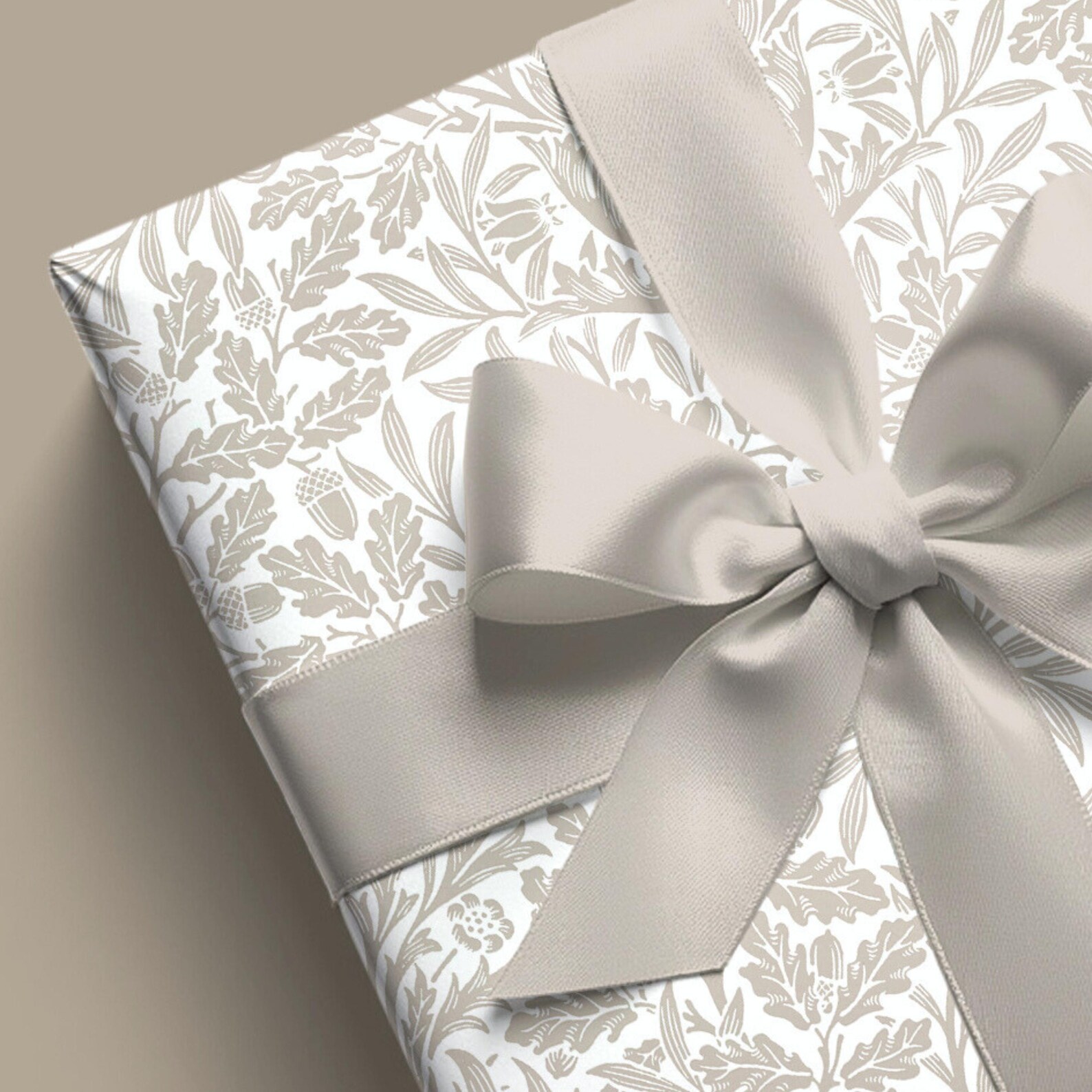 Neutral Wrapping Paper Floral Pattern Festive Wedding Gift Wrap William ...
