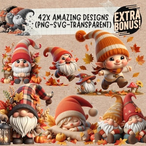 Ensemble SVG et PNG joyeux gnome pour l'automne et la décoration automnale