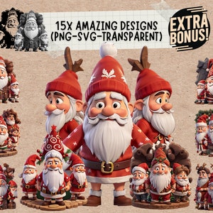 Pacchetto Gnome Svg Png e Clipart di Natale, gnomi di Natale caro Babbo Natale vassoio lascia che nevichi in formato SVG e PNG