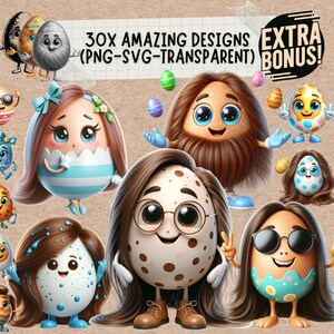 Cute Egg Easter Svg and Png Clipart Bundle, happy easter 3d egg printable monogram svg and png files designs
