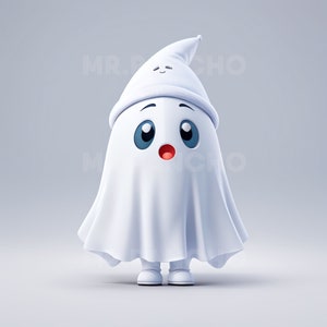 Cute Ghost Face Svg & Png Clipart Bundle, Christmas or Halloween Ghosts ...