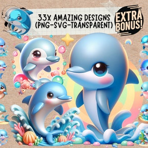 Cute Fish Dolphin Svg And Png Vector Silhouette Bundle,  hawaii beach 3d dolphins lover monogram clipart svg designs