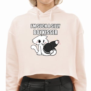 Boy Kisser Meme Unisex Women's Men's Boys Crop Hoodie Femboy Cute LGBT MTF Gay Yaoi