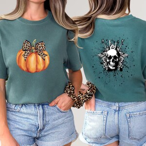 Retro Halloween Coquette Bow Spooky Mama Tshirt, Comfort Color Fall Pumpkin Coquette Bow shirt, Fall Vibes Shirt, Halloween Tees
