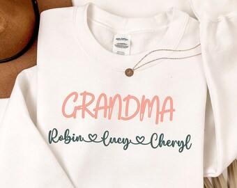 Sudadera personalizada para abuela, nombres de nietos, regalo personalizado para Nana