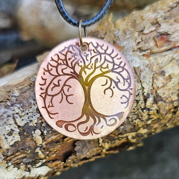 The Tree of life etched onto 100% recycled copper.