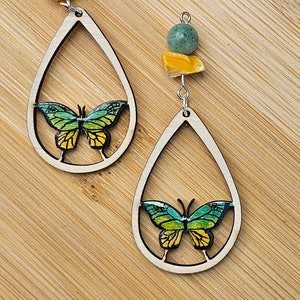 Handmade and Hand painted Butterfly earrings