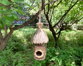 Handmade Cottage Bird House, Outdoor Decoration, Recycled Material, Garden Accessory, Hanging Garden Decoration, Bird Nester