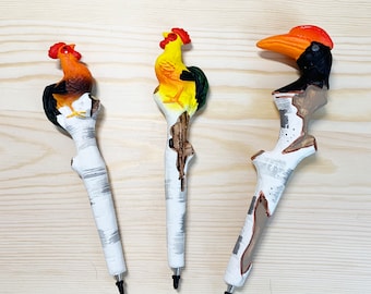 Bolígrafo 3D de animales hecho a mano, papelería infantil novedosa.