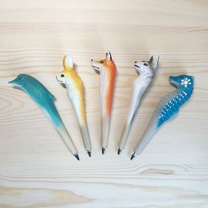 Handmade ballpoint pen with 3D animal sculptures, Kids stationery, Cute Stationery, Animal lover gift, gift for kids, Kids Gift