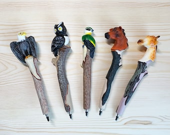 Bolígrafo de animales 3D hecho a mano, papelería infantil, regalo para amantes de los animales