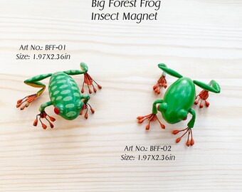 粘土製のカエルの置物：大きな森のカエルのマグネット、リアルなモデル