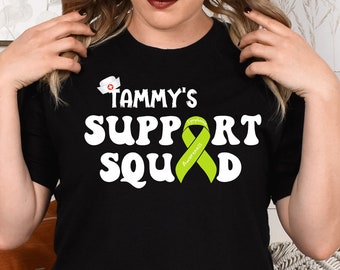 Lymphoma Awareness Support Squad T-shirt, Green Lymphoma Ribbon Fundraiser Shirt, Gift Support Cancer Awareness Tee