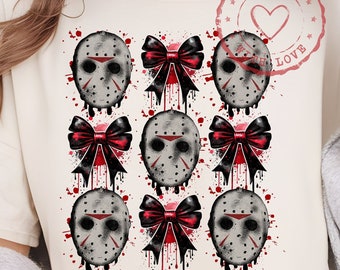 Sublimación de Halloween de terror PNG, Arco de coqueta de Halloween png, png retro de Halloween, png de película de miedo, png de terror, gráfico de Halloween para camisas