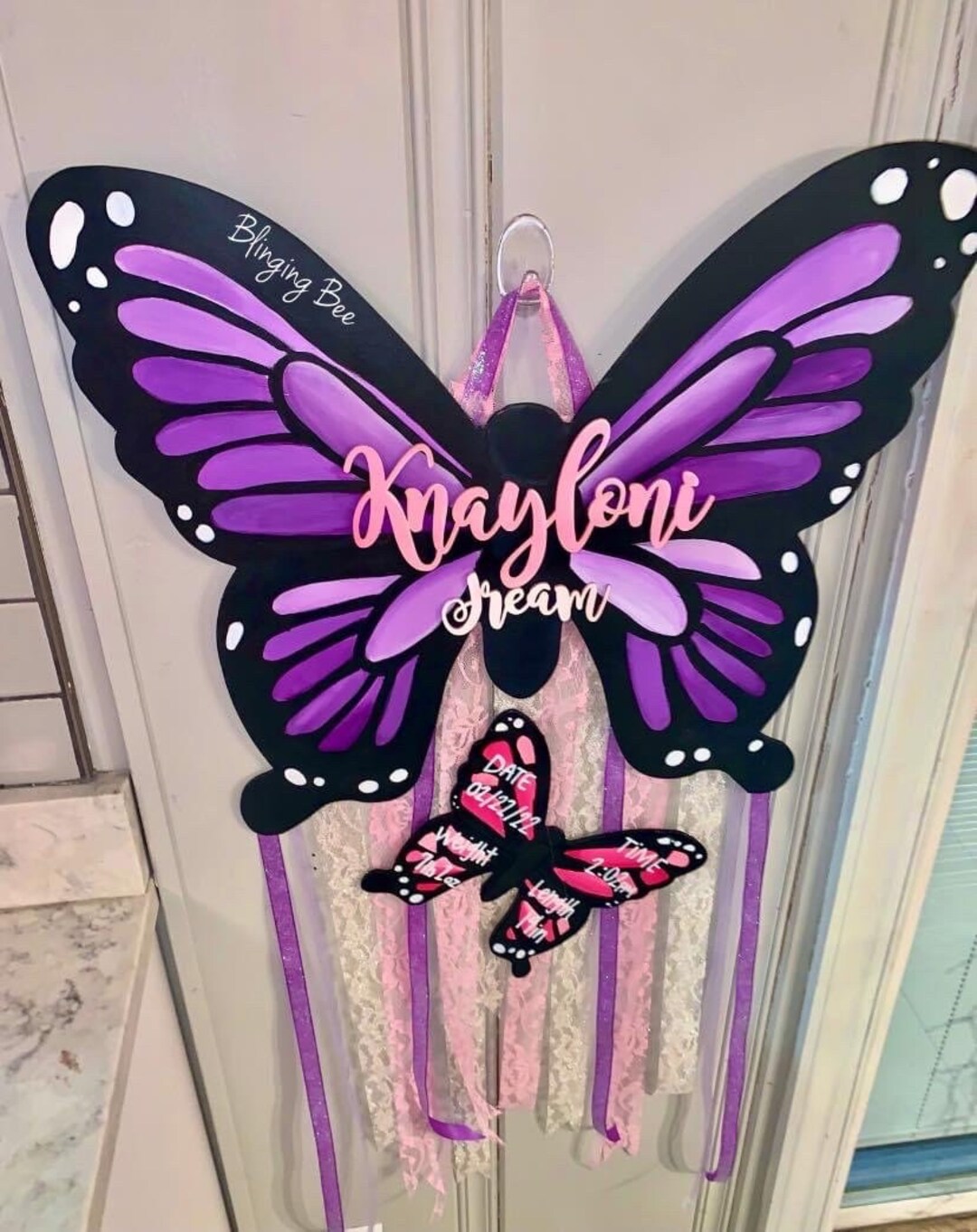 Hand Painted Butterfly Hospital Door Hanger Etsy
