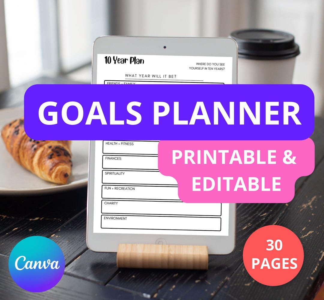 Goal Planner Printable | Daily, Weekly, Monthly & Yearly Goal Setting ...