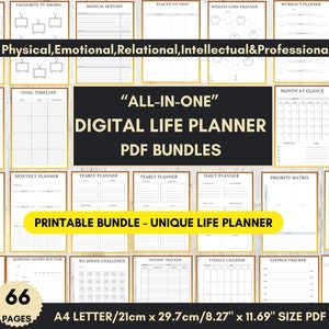 All In One Digital Life Planner, Notion template, personal planner, Notion dashboard, aesthetic digital wellness planner, lifestyle planner