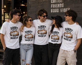 Sorry I Can't Go I'm An Indoor Cat Shirt, Funny Cat Lover Tee, Cute Cat Graphic T-Shirt, Introvert Gift, Unisex Cat Shirt